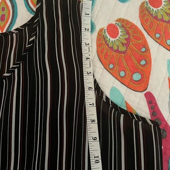 Faded Glory Striped Sheer Tank blouse red black white 18w - Picture 6 of 7